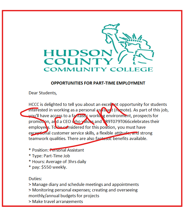 Email Phishing Scam Document