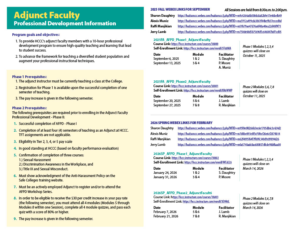 Adjunct Schedule 2025