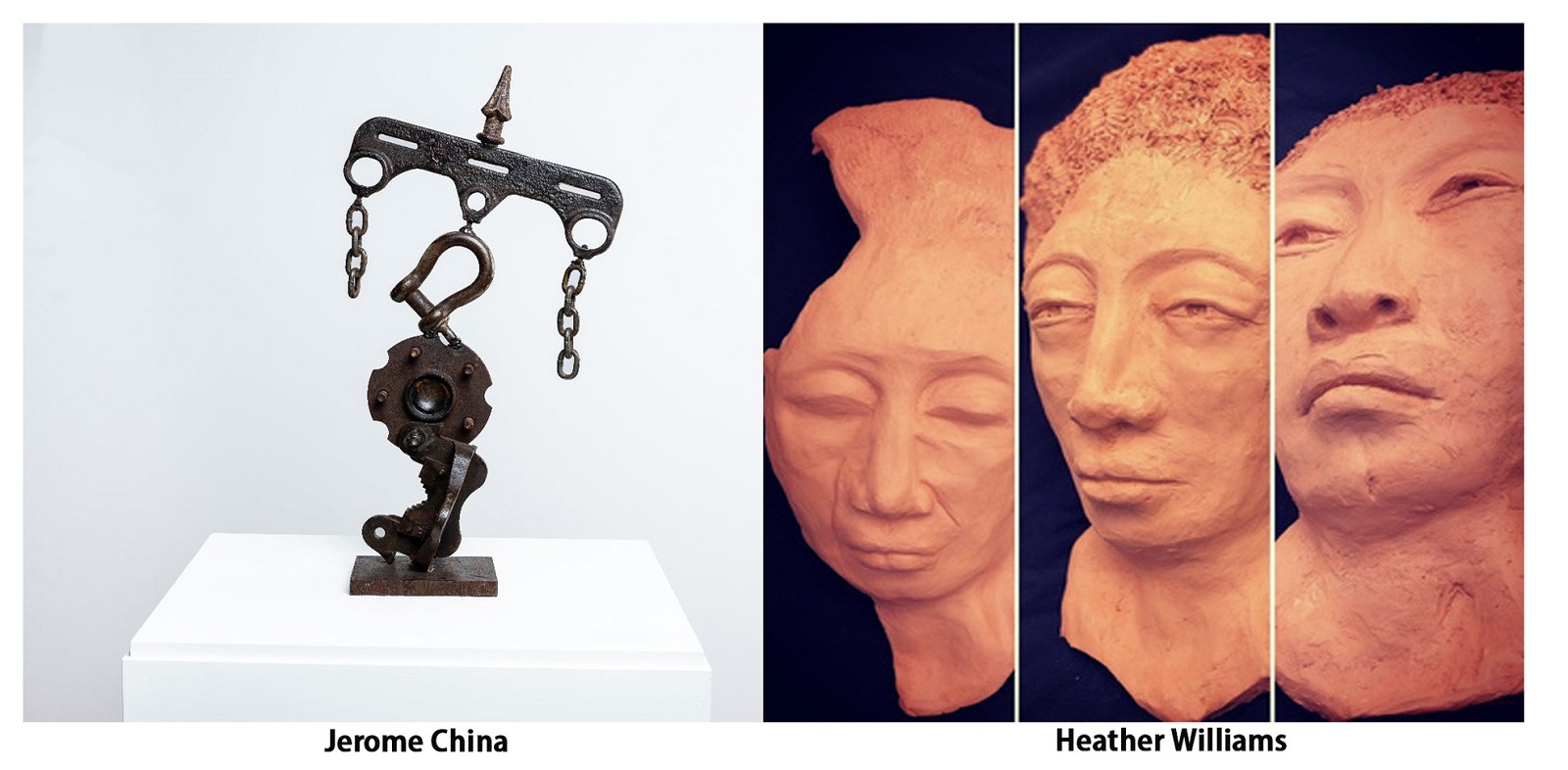 Artworks by Jerome China (left) and Heather William are featured in “Pathways to Freedom: We Get to Tell the Story”