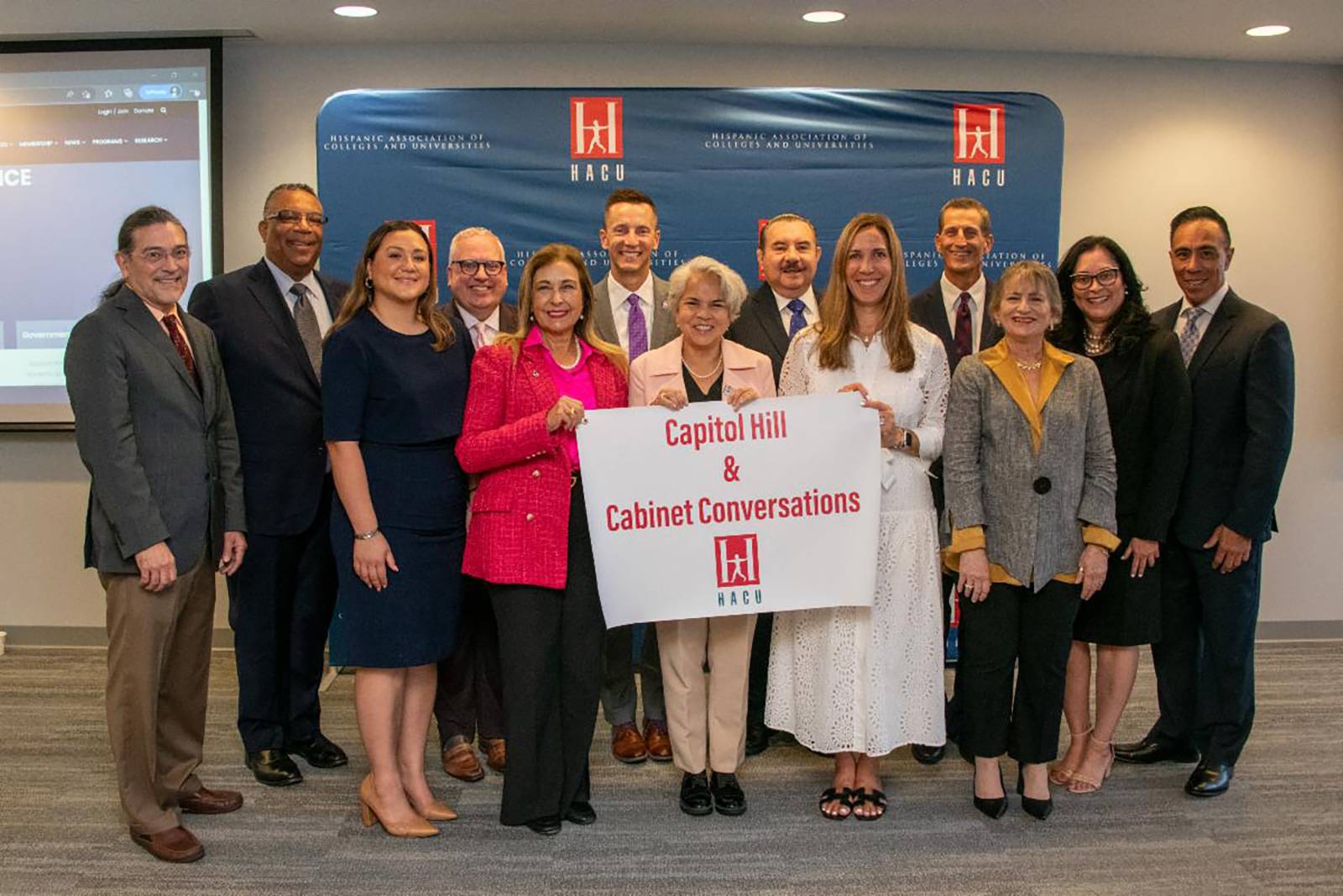 Hudson County Community College President Dr. Christopher Reber (fourth from left) is pictured here with other participants of the HACU “Capitol Hill & Cabinet Conversations” event in Washington, D.C.