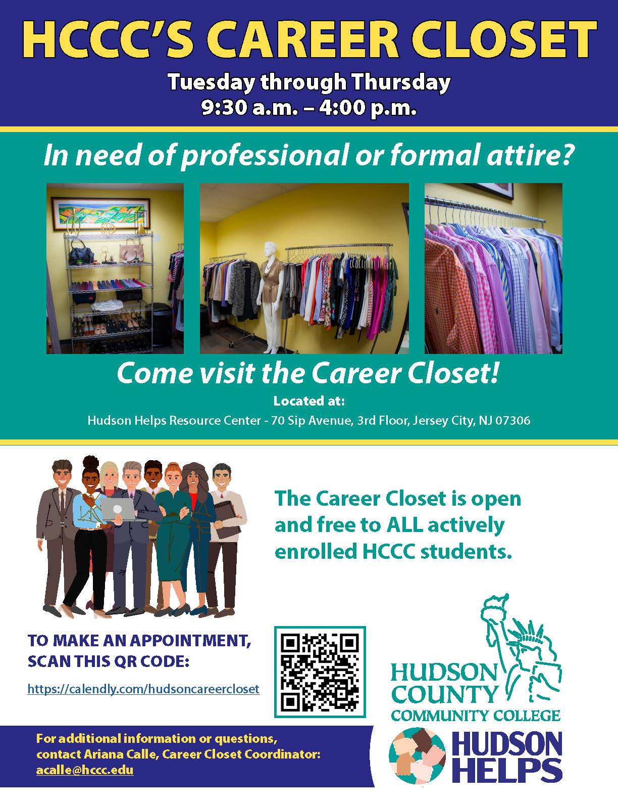 Career Closet Hours Tuesday-Thursday 9:30AM-4:00PM